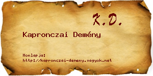 Kapronczai Demény névjegykártya